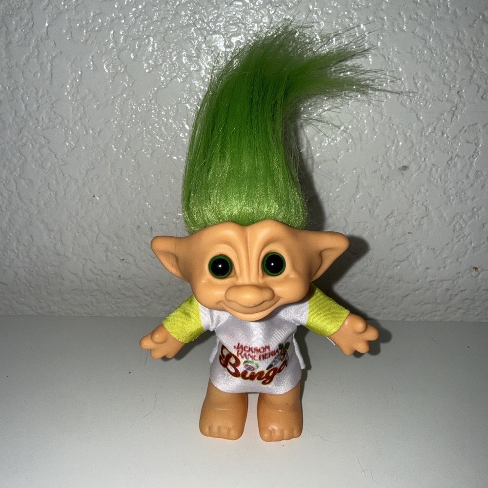 vintage Jackson Rancheria Casino Bingo novelty troll doll, green hair, Keychain